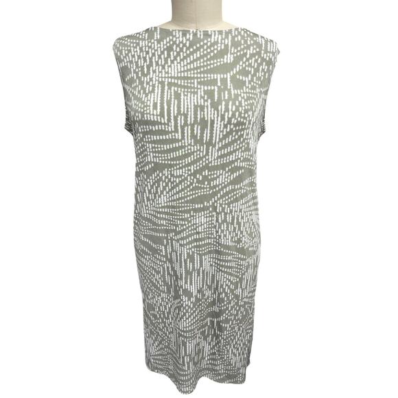Chicos Travelers Abstract Print Dress Green White No Wrinkle NWT 3 - Picture 1 of 6